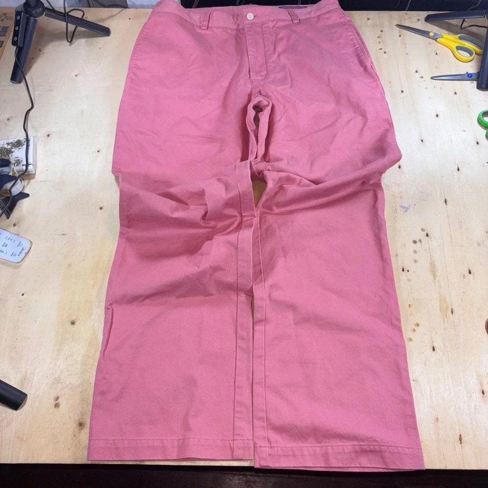 Vineyard Vines Mens 34x32 Club Pant Pink Cotton Chino Straight Leg Preppy